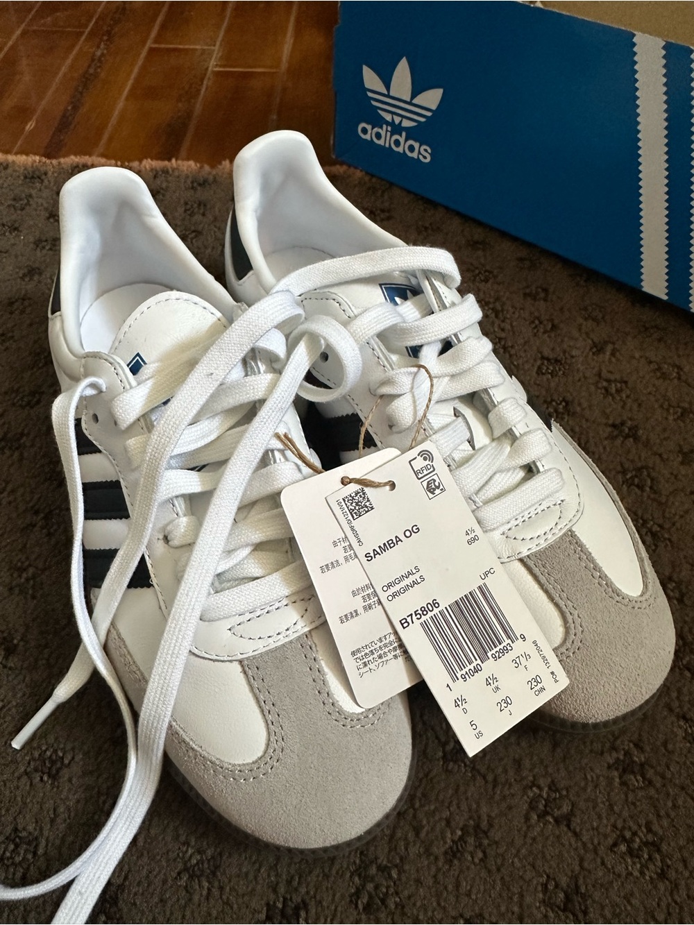 adidas Samba OG Sneakers in White, Black & Gray Suede